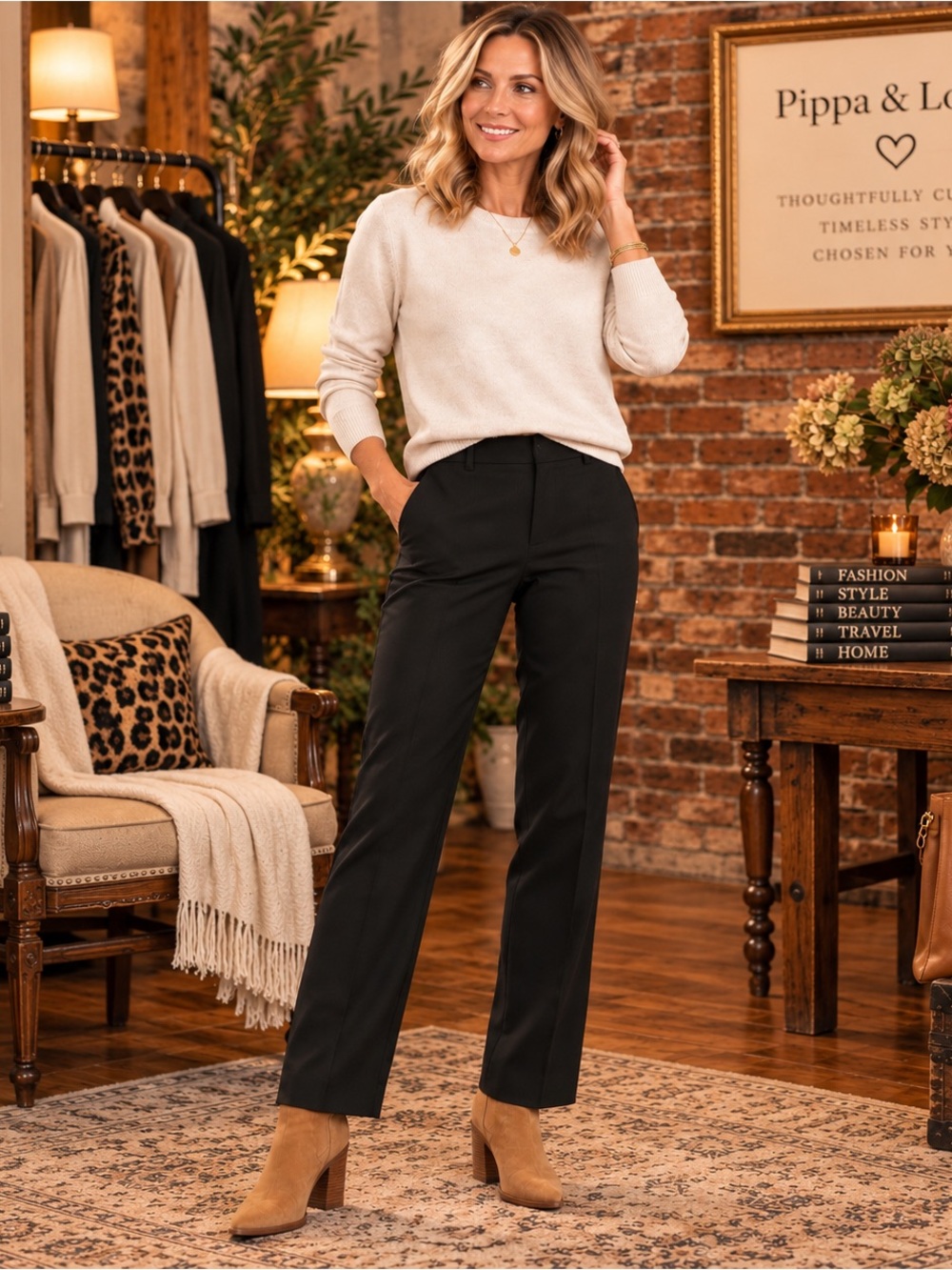 LOFT Marisa Black Wool Blend Dress Pants Size 10 Tailored Stretch